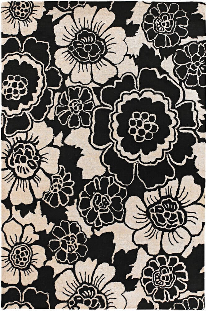 Chandra Faro far-6202 Black Floral / Country Area Rug