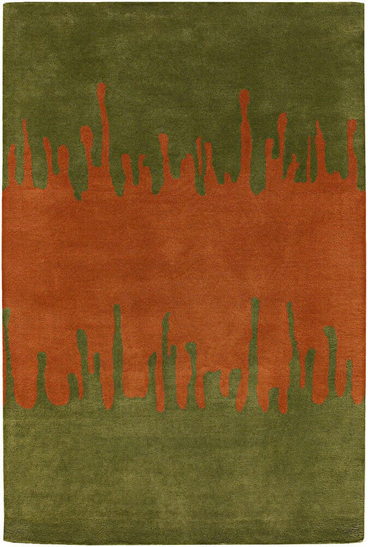 Chandra Faro Far-6205 Orange / Green Geometric Area Rug