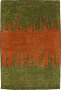 Chandra Faro Far-6205 Orange / Green Geometric Area Rug