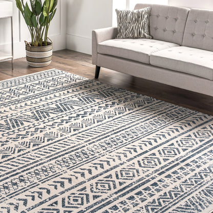 Nuloom Chloe Tribal Motif Banded Nch1729A Blue Area Rug