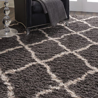 Nourison Luxe Shag Lxs02 Dark Grey Shag Area Rug