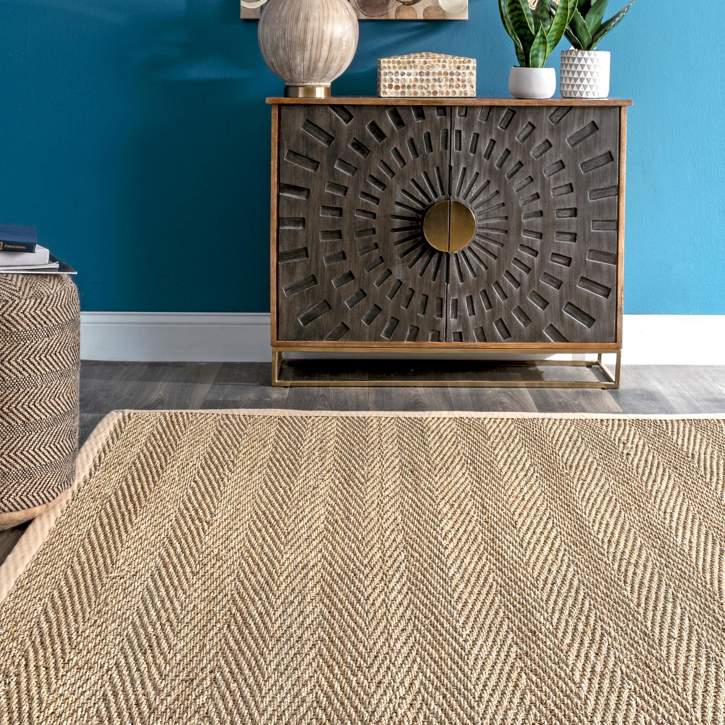 Nuloom Larnaca Seagrass Herringbone Nla2030D Natural Area Rug