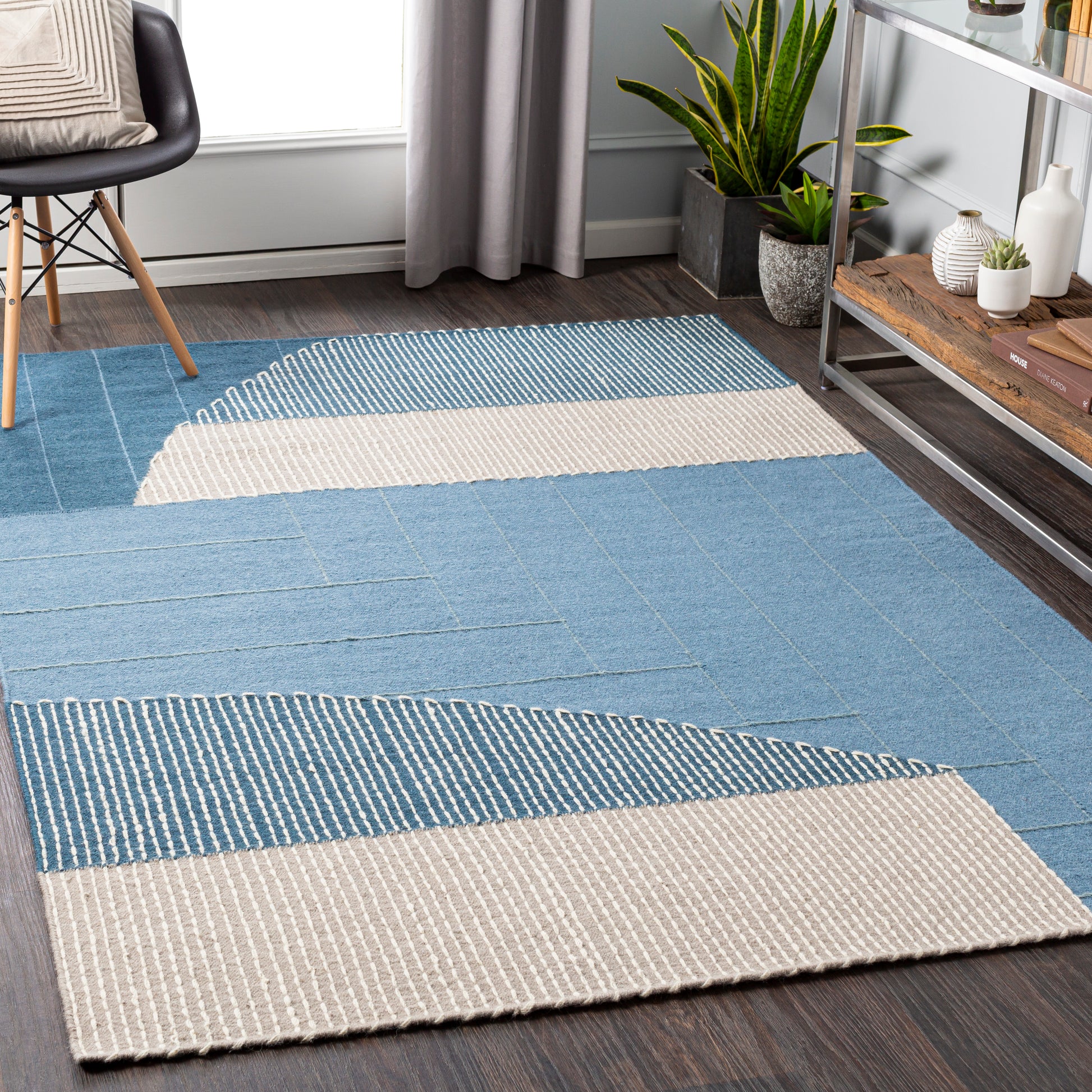 Surya Fulham Fhm-2300 Denim, Medium Gray, White, Taupe Area Rug