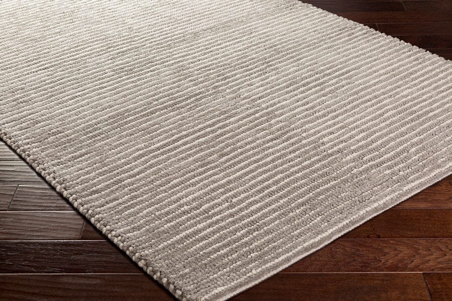 Surya Felix Fix-4000 Medium Gray, White Striped Area Rug