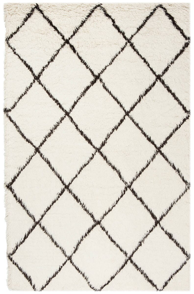 Safavieh Flokati Flk155A Ivory / Brown Shag Area Rug