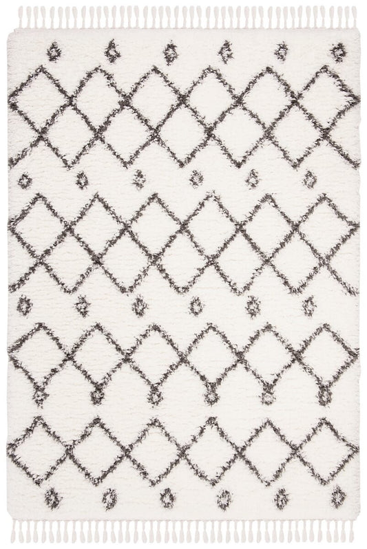 Safavieh Flokati Flk312A Ivory / Dark Grey Moroccan Area Rug