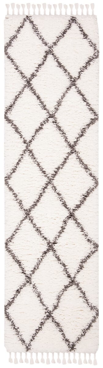 Safavieh Flokati Flk313A Ivory / Dark Grey Moroccan Area Rug