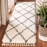 Safavieh Flokati Flk313A Ivory / Dark Grey Moroccan Area Rug