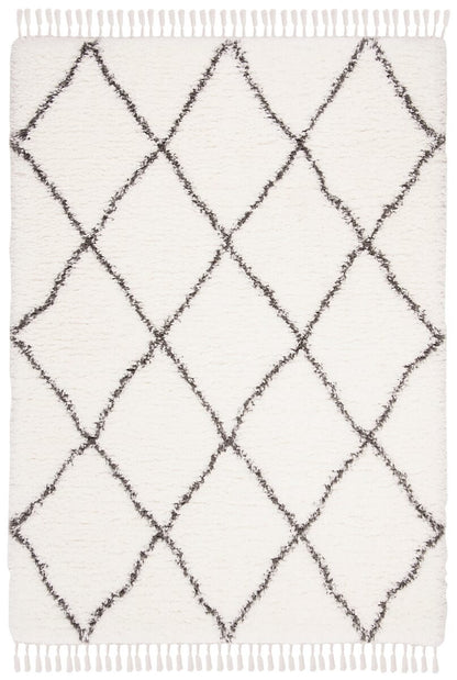 Safavieh Flokati Flk313A Ivory / Dark Grey Moroccan Area Rug