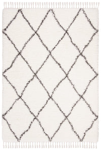 Safavieh Flokati Flk313A Ivory / Dark Grey Moroccan Area Rug