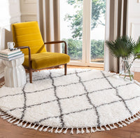 Safavieh Flokati Flk313A Ivory / Dark Grey Moroccan Area Rug