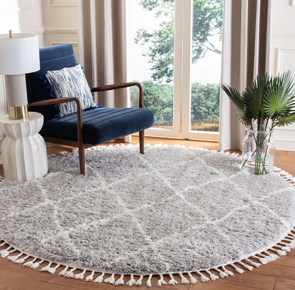 Safavieh Flokati Flk313F Light Grey / Ivory Moroccan Area Rug