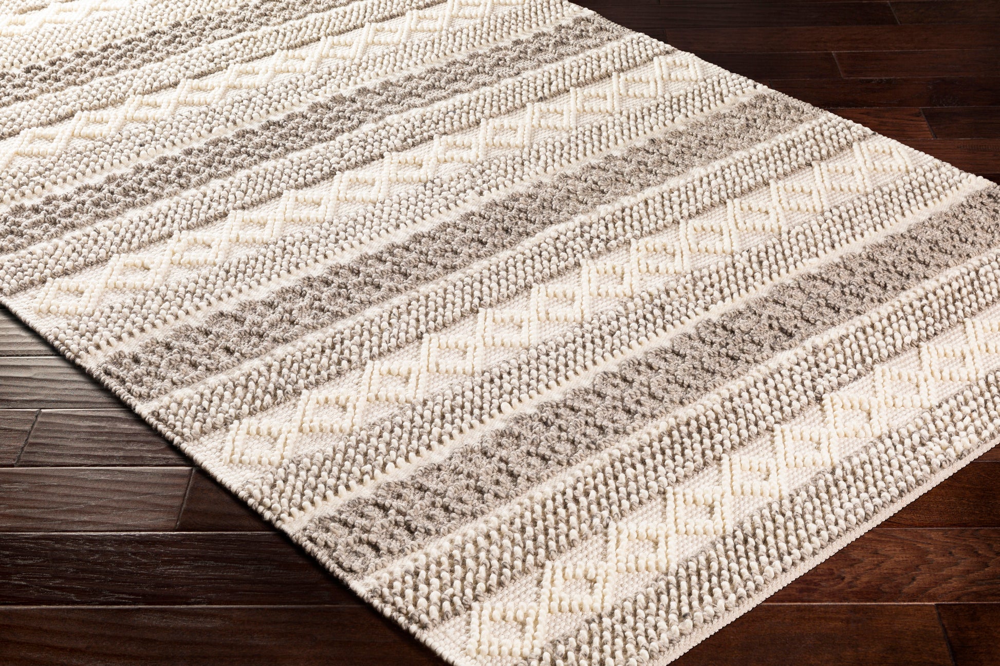 Surya Farmhouse Neutrals Fls-2301 Cream, Ivory, Charcoal, Khaki Area Rug