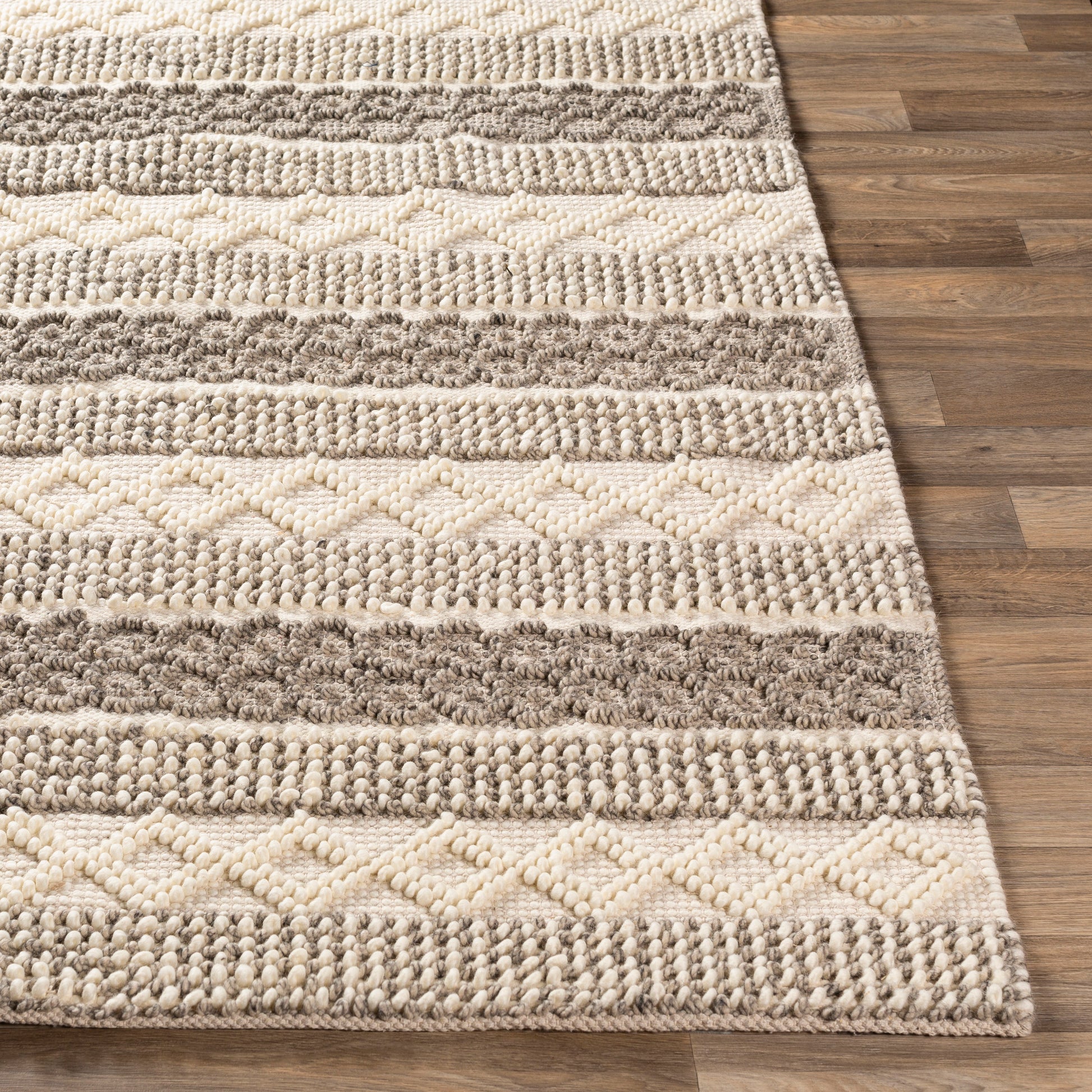 Surya Farmhouse Neutrals Fls-2301 Cream, Ivory, Charcoal, Khaki Area Rug