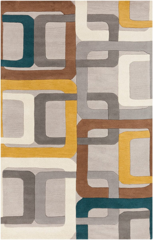 Surya Forum Fm-7159 Teal Blue / Sepia / Gold Geometric Area Rug