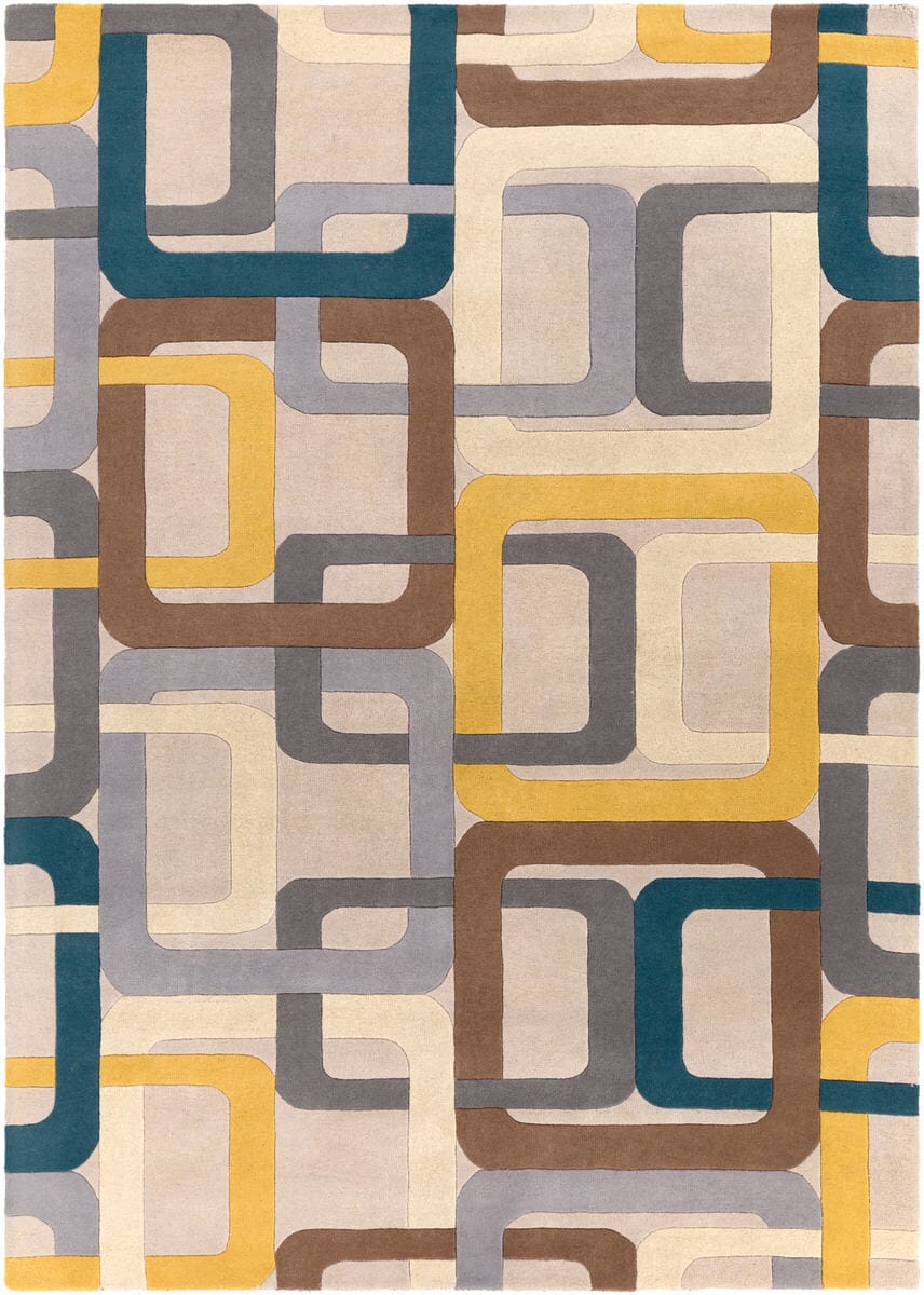 Surya Forum Fm-7159 Dark Green, Medium Gray, Saffron Geometric Area Rug