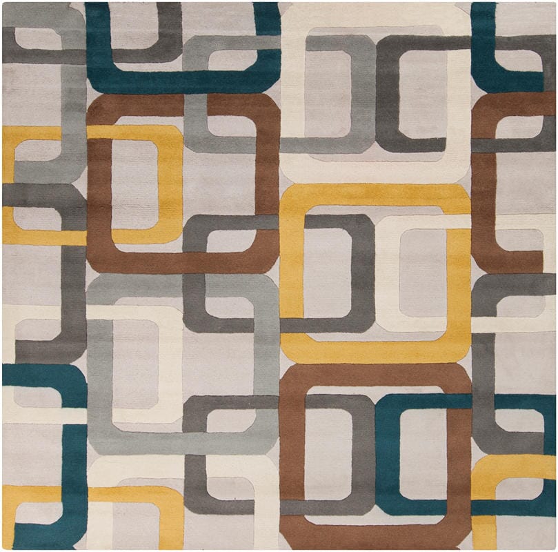 Surya Forum Fm-7159 Dark Green, Medium Gray, Saffron Geometric Area Rug