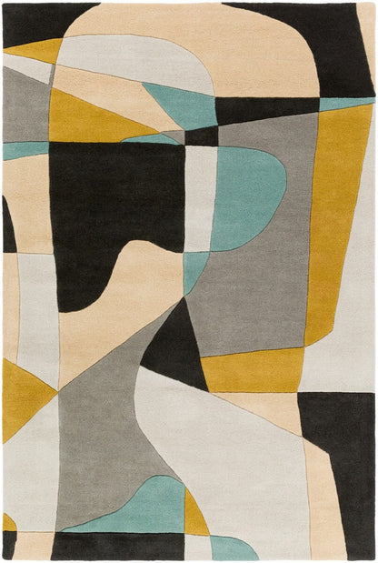 Surya Forum Fm-7194 Olive, Teal, Medium Gray, Black Geometric Area Rug