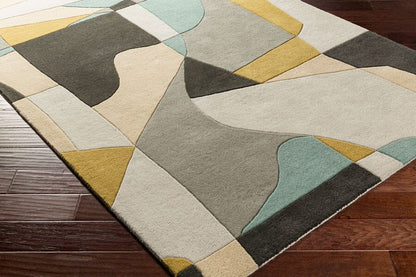 Surya Forum Fm-7194 Olive, Teal, Medium Gray, Black Geometric Area Rug