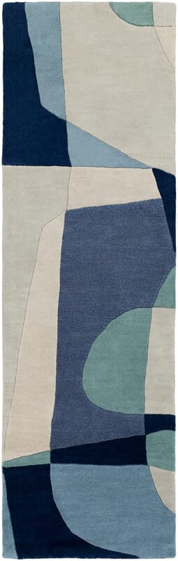 Surya Forum Fm-7195 Teal, Navy, Denim, Ivory Geometric Area Rug