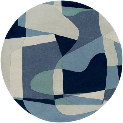 Surya Forum Fm-7195 Teal, Navy, Denim, Ivory Geometric Area Rug