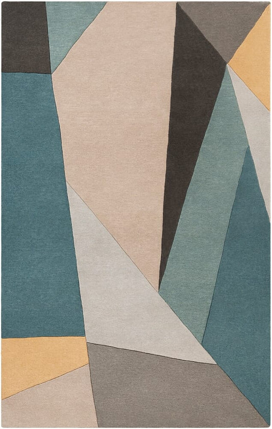 Surya Forum Fm-7223 Teal, Sage, Medium Gray, Light Gray Geometric Area Rug