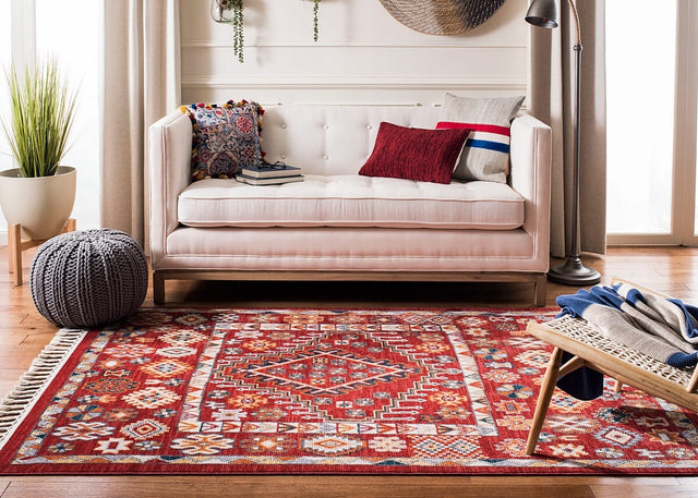 Safavieh Farmhouse Fmh814Q Red / Ivory Bohemian Area Rug