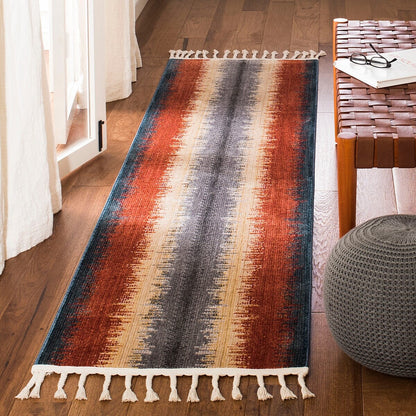 Safavieh Farmhouse Fmh824N Navy / Orange Striped Area Rug