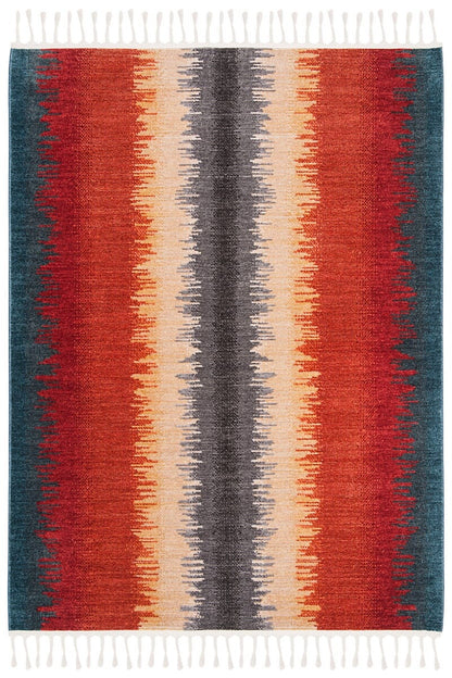 Safavieh Farmhouse Fmh824N Navy / Orange Striped Area Rug