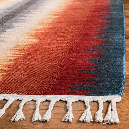 Safavieh Farmhouse Fmh824N Navy / Orange Striped Area Rug