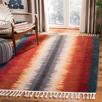 Safavieh Farmhouse Fmh824N Navy / Orange Striped Area Rug