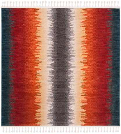 Safavieh Farmhouse Fmh824N Navy / Orange Striped Area Rug