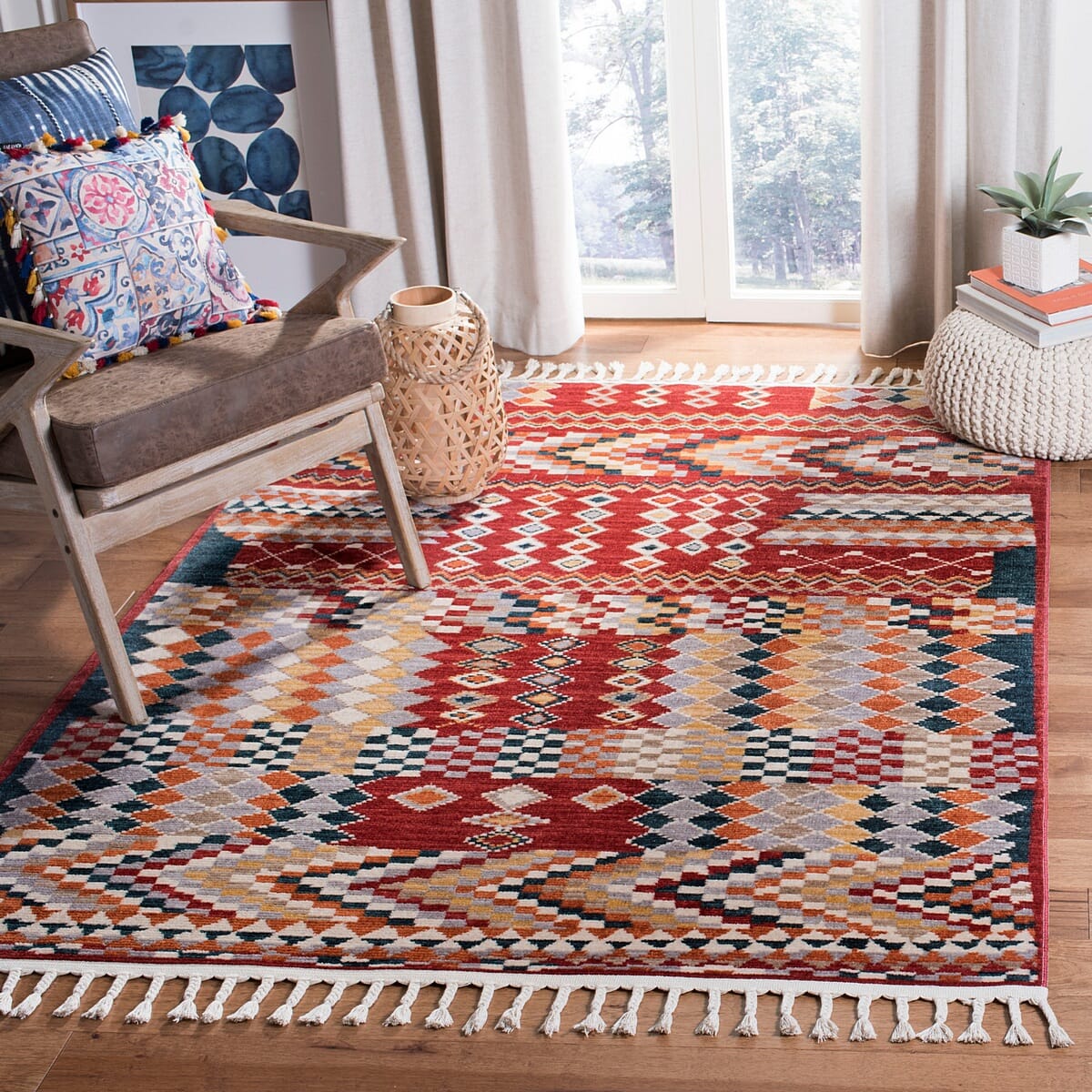 Safavieh Farmhouse Fmh849N Navy / Red Bohemian Area Rug