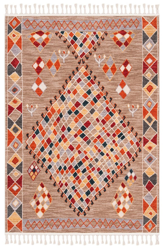 Safavieh Farmhouse Fmh852E Taupe / Navy Bohemian Area Rug