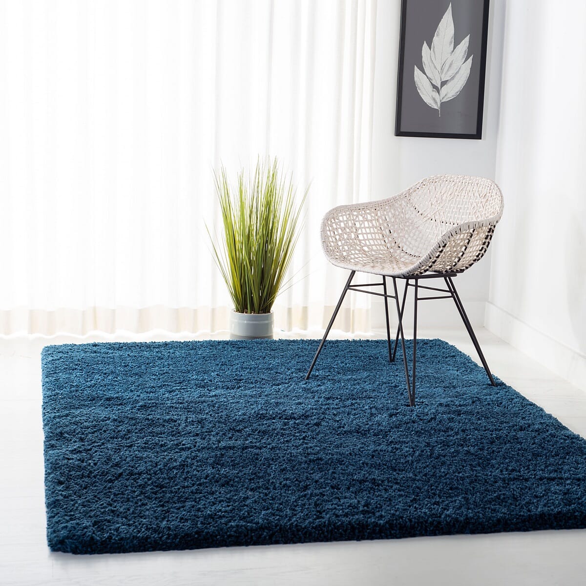 Safavieh Fontana Shag Fnt800M Blue Shag Area Rug