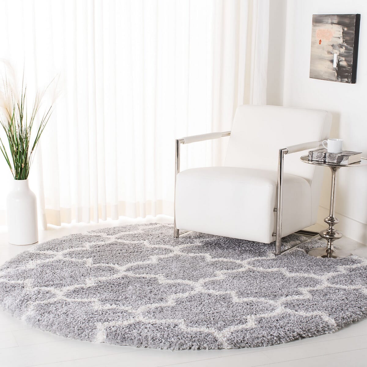 Safavieh Fontana Shag Fnt818G Grey / Cream Shag Area Rug