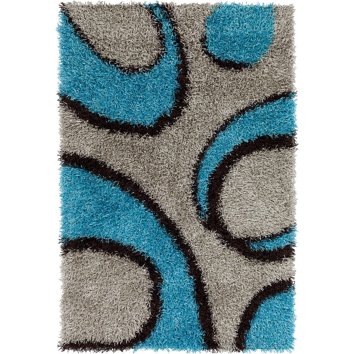 Chandra Fola Fol10623 Blue / Silver / Brown Geometric Area Rug