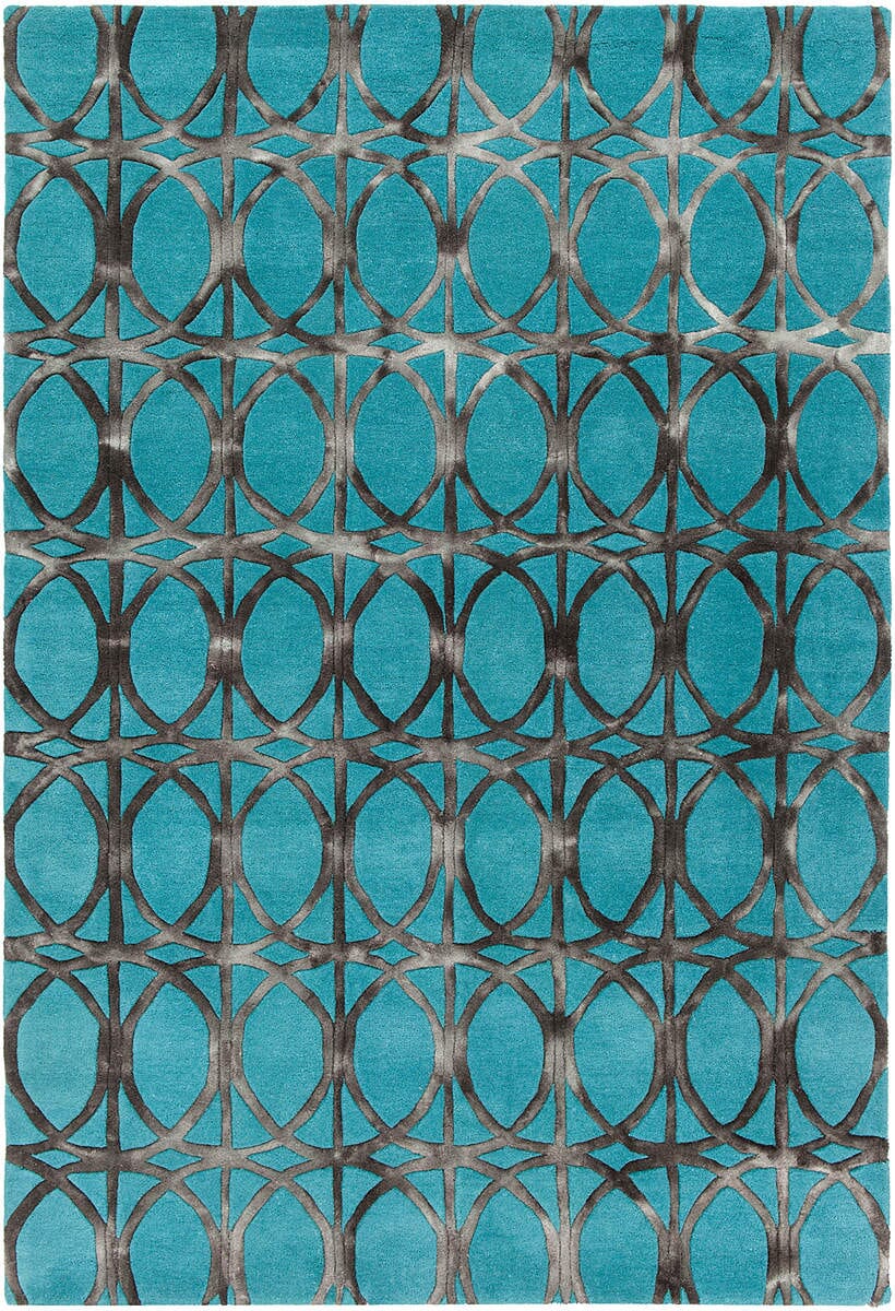 Chandra Fran Fra42100 Teal / Charcoal Geometric Area Rug