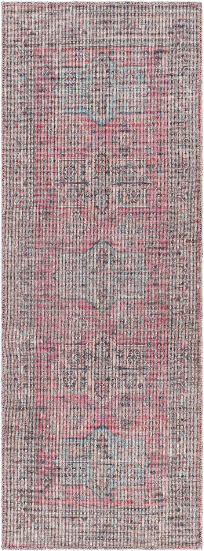 Surya Farrell Frl-2300 Aqua, Red, Light Brown, Charcoal Area Rug