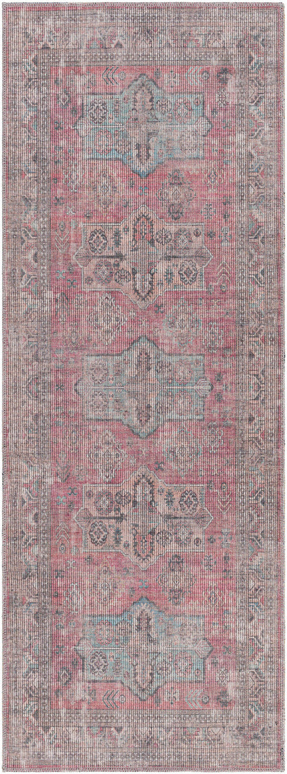 Surya Farrell Frl-2300 Aqua, Red, Light Brown, Charcoal Area Rug