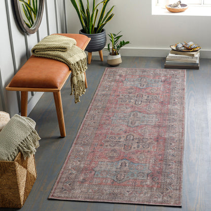 Surya Farrell Frl-2300 Aqua, Red, Light Brown, Charcoal Area Rug