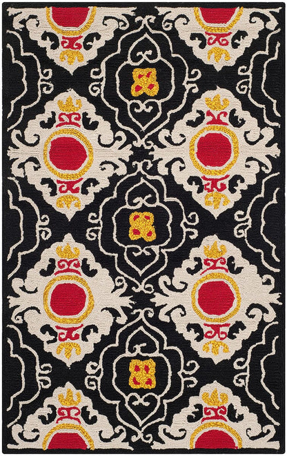 Safavieh Four Seasons Frs417A Black / Ivory Damask Area Rug