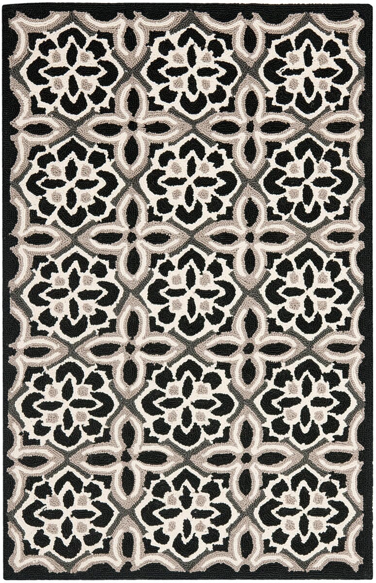 Safavieh Four Seasons Frs448A Black / Ivory Damask Area Rug