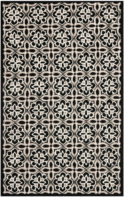 Safavieh Four Seasons Frs448A Black / Ivory Damask Area Rug