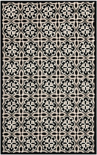 Safavieh Four Seasons Frs448A Black / Ivory Damask Area Rug