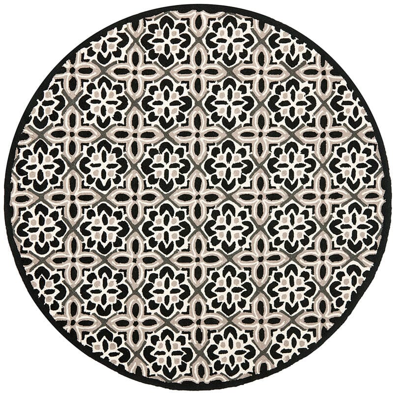 Safavieh Four Seasons Frs448A Black / Ivory Damask Area Rug