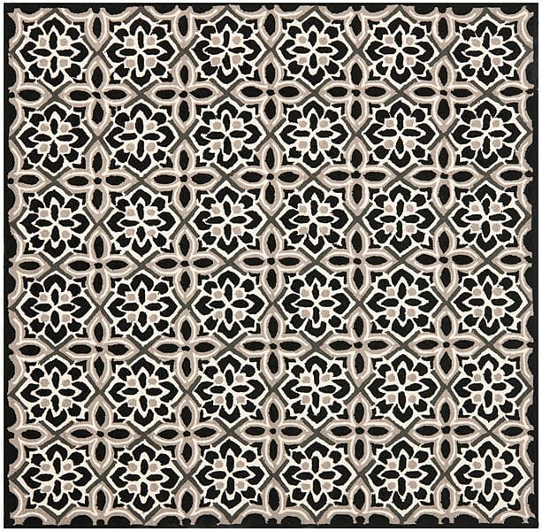 Safavieh Four Seasons Frs448A Black / Ivory Damask Area Rug