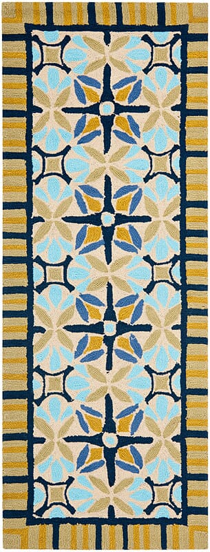 Safavieh Four Seasons Frs449A Tan / Blue Damask Area Rug