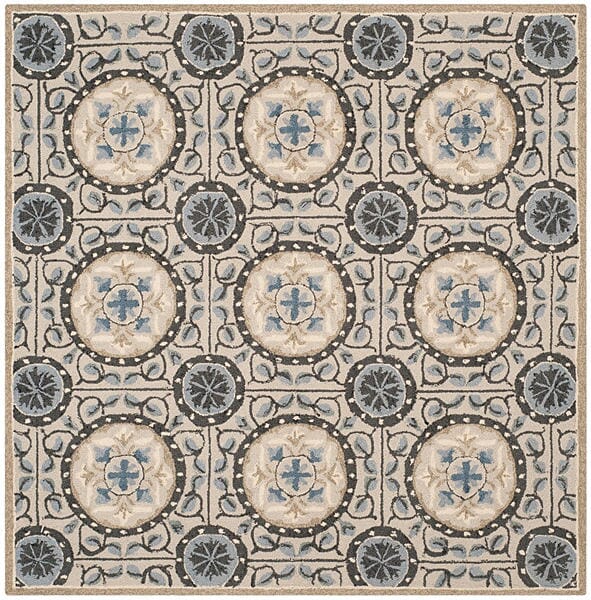 Safavieh Four Seasons Frs485E Cement / Blue Damask Area Rug