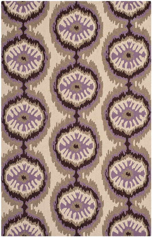 Safavieh Four Seasons Frs486B Beige / Purple Damask Area Rug